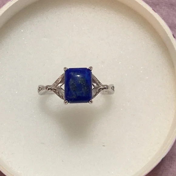 Bomb Party Sterling Silver Ring, Genuine Lapis, Size 8 - Picture 4 of 6